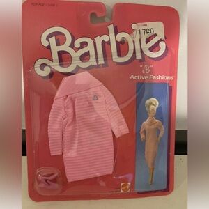 Vintage 1985 Barbie 2184 B Active Fashions Clothing Set Pink Cowl Neck Dress NEW